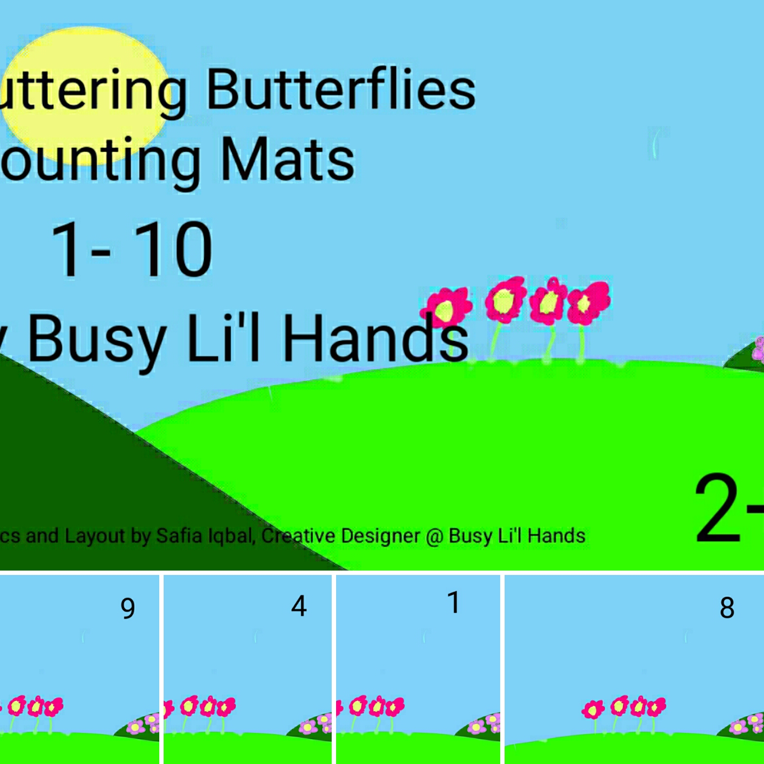 Counting Butterflies - Play Dough Mats - Set of 10

