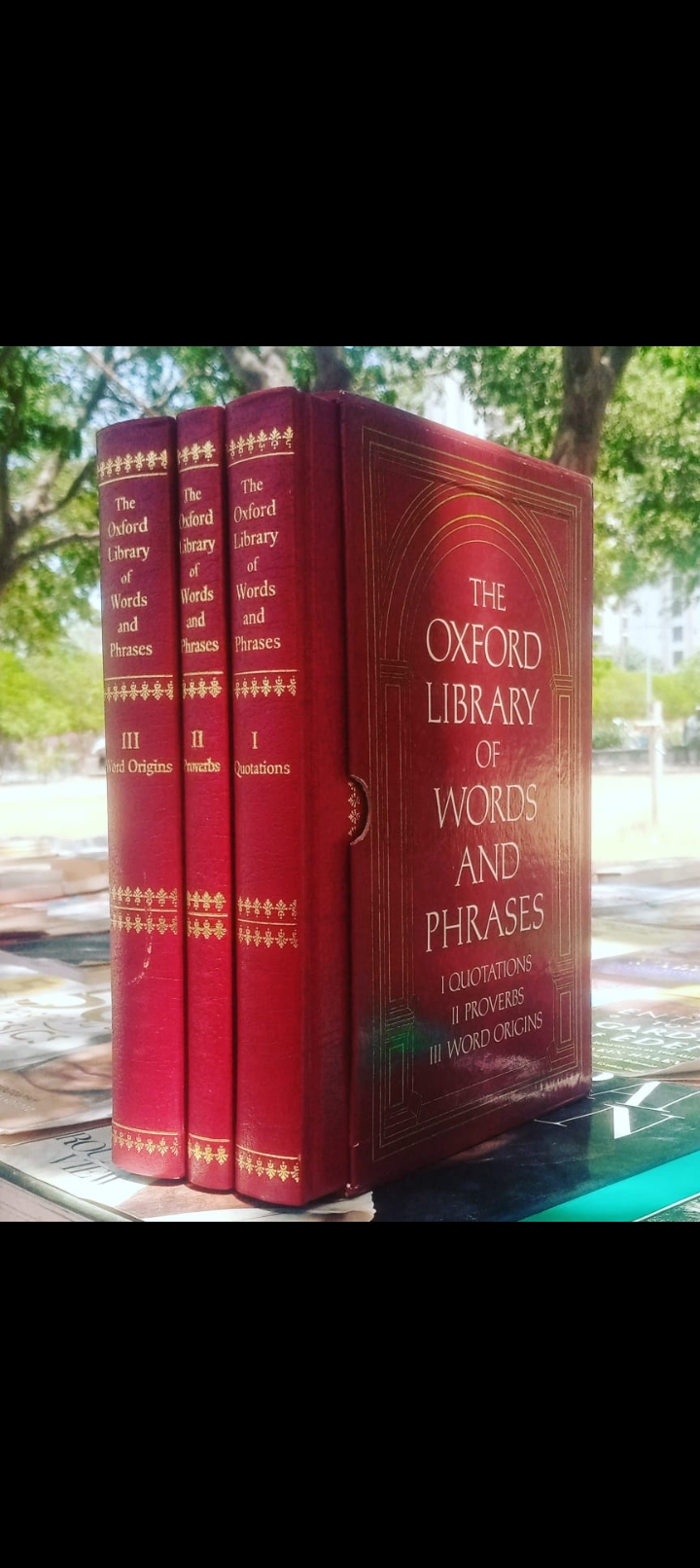 the oxford library of words and phrases. quotations, proverbs and word origins. 3 volume set leather
