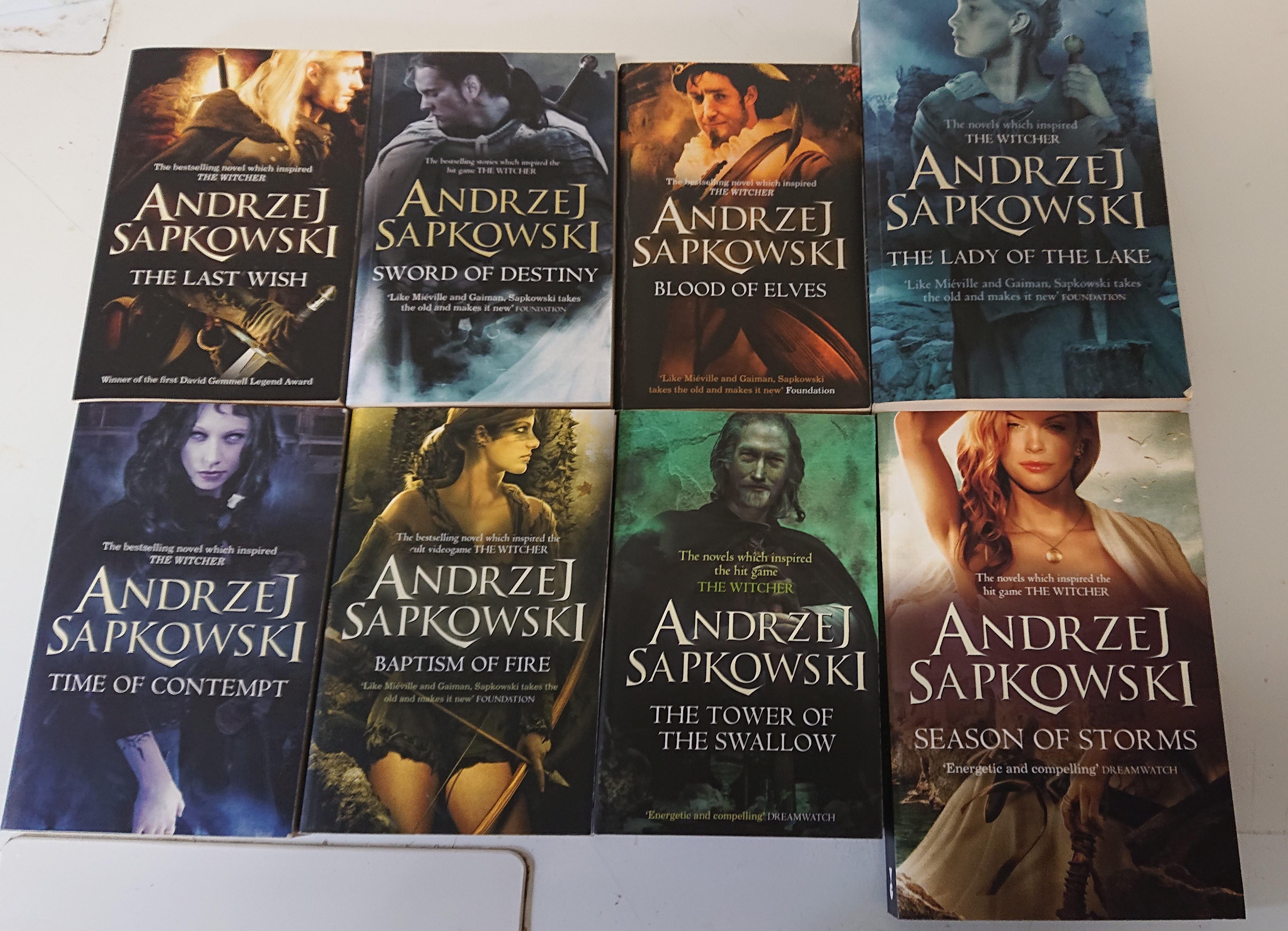 the witcher series, all 8 paperbacks