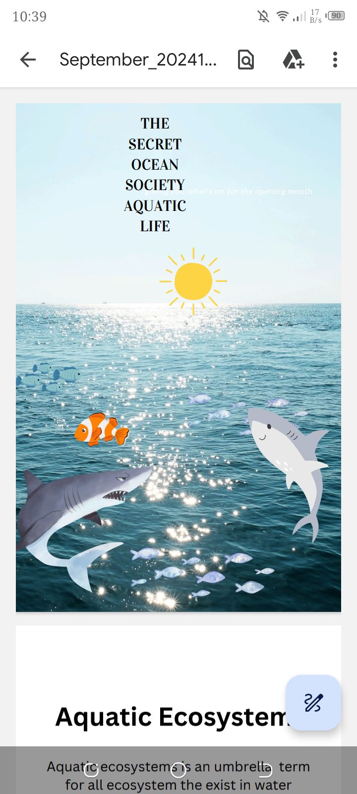 the secret ocean society aquatic life