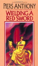 Wielding a red sword
